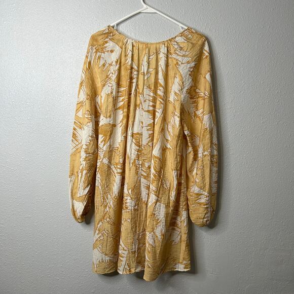 H&M Dress A-Line Balloon Sleeve V-Neck Cream Yellow Women Small - Picture 7 of 9